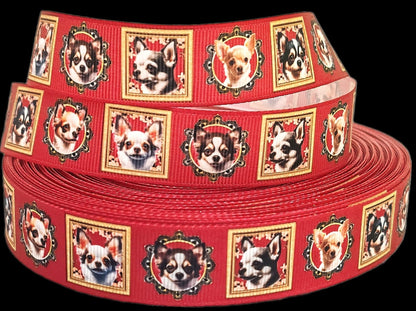 Elegante Chihuahua-Portraits – Exklusives bedrucktes Band 22mm