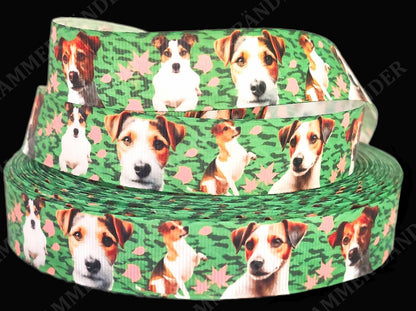 Jack Russell Terrier auf Tarnmuster – Exklusives bedrucktes Band 22mm