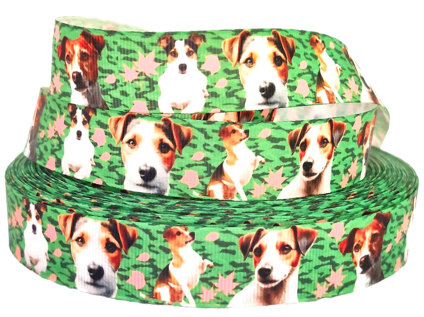 Jack Russell Terrier auf Tarnmuster – Exklusives bedrucktes Band 22mm