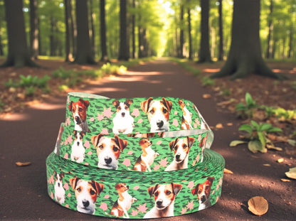 Jack Russell Terrier auf Tarnmuster – Exklusives bedrucktes Band 22mm