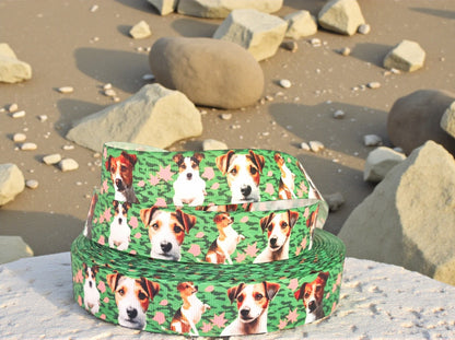 Jack Russell Terrier auf Tarnmuster – Exklusives bedrucktes Band 22mm