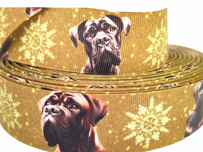 Süßer Boxer auf Grün – Exklusives bedrucktes Band 32mm
