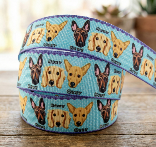 „Happy Paw Friends – Charmantes Hunde-Ripsband mit Charakter“ 25mm