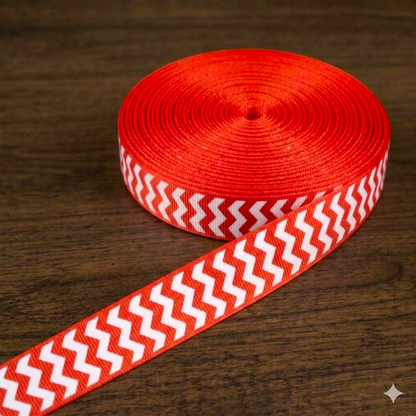 „Zigzag Pulse – Dynamisches Chevron-Ripsband in klassischen Farben“ 16mm