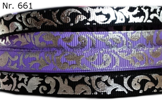 Ornament Folie Silber in Schwarz und Lila