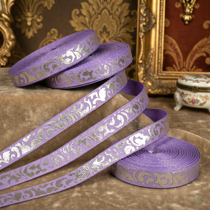 „Royal Baroque – Glamouröses Ornament-Ripsband mit Silberglanz“ 9mm