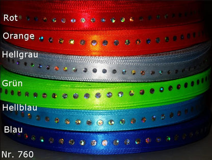 Satinband mit Acryl-Strasssteinen – 9mm (in verschiedenen Farben)