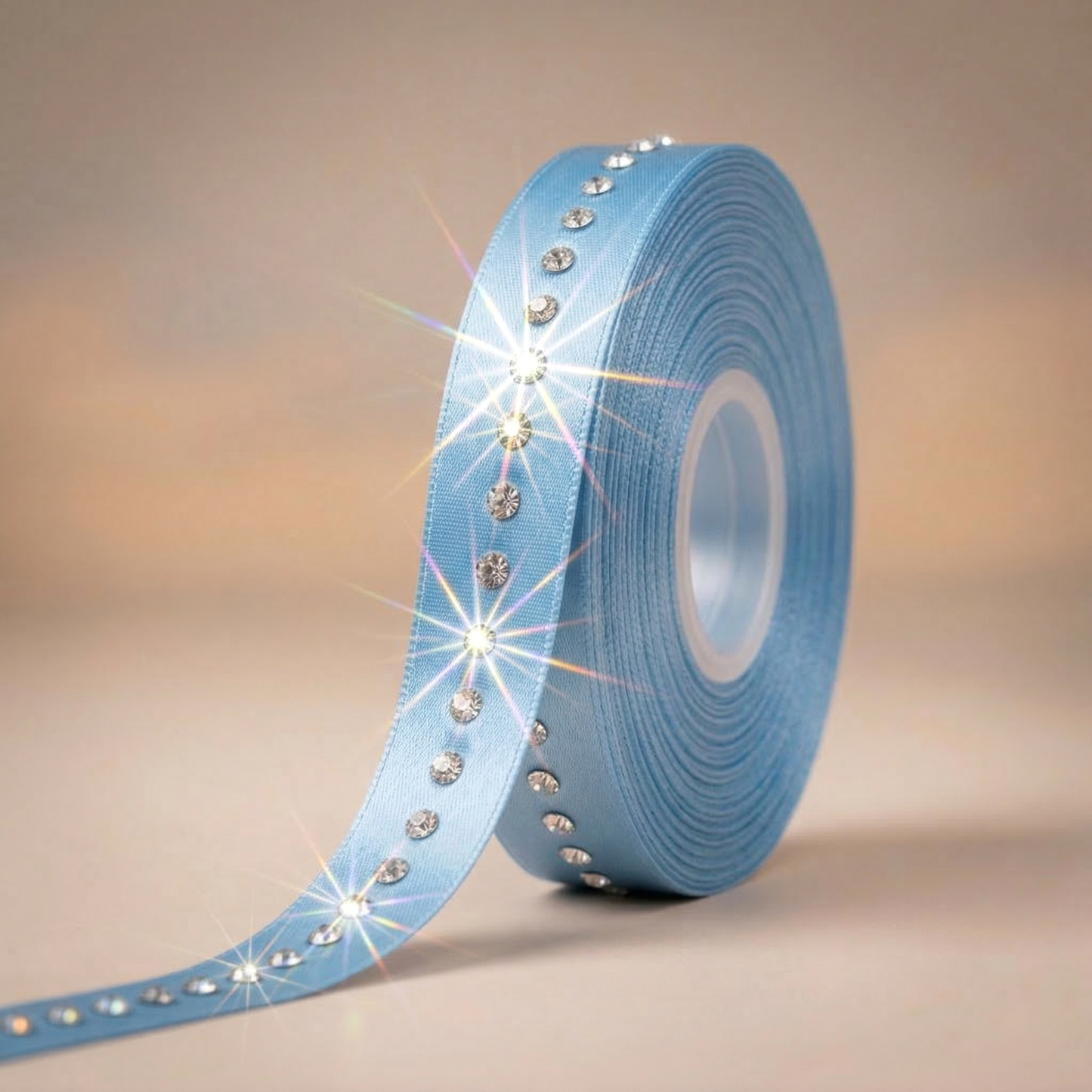 Satin ribbon with acrylic rhinestones – 9mm (in various colors)