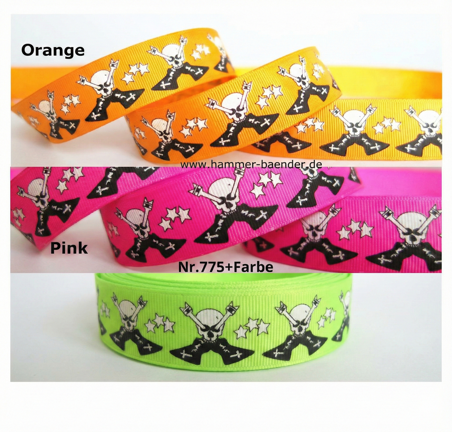 Rocking Skull Stars Ripsband 25mm