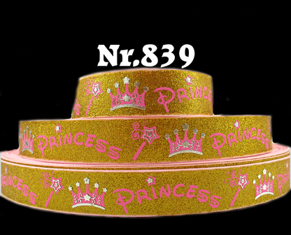 „Sparkling Princess“ – Glitzer-Foliendesign – Ripsband 22 mm