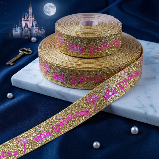„Sparkling Princess“ – Glitzer-Foliendesign – Ripsband 22 mm