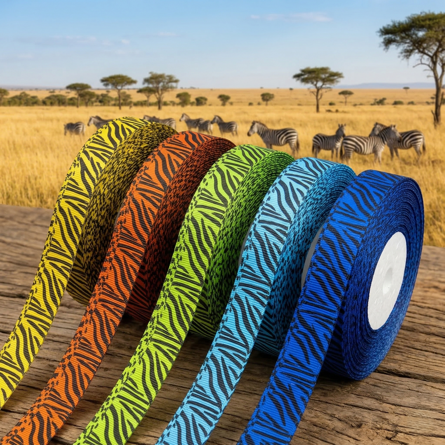 „Wild Color Splash – Knalliges Zebra-Ripsband“ 9mm
