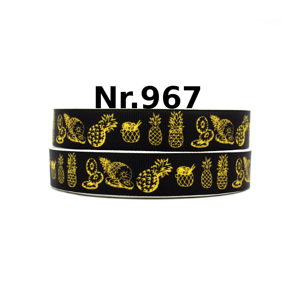 Tropical Gold Ripsband – Ananas & Cocktails (Schwarz/Gelb)