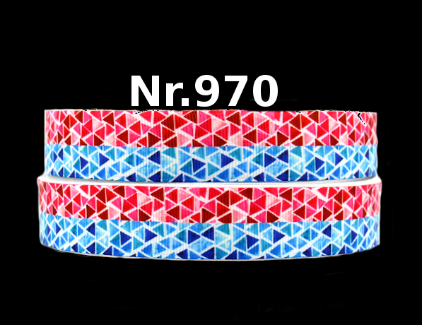 Buntes Mosaik Ripsband – Geometrische Dreiecke (Rot-Blau Mix)