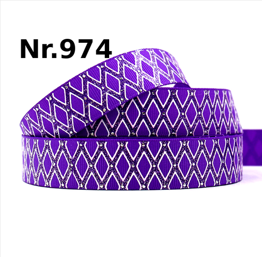 Lila Ripsband mit Silber-Rauten – Edles Gittermuster