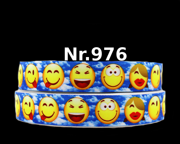 Wolkige Emojis Ripsband – Lachende Smileys im blauen Himmel
