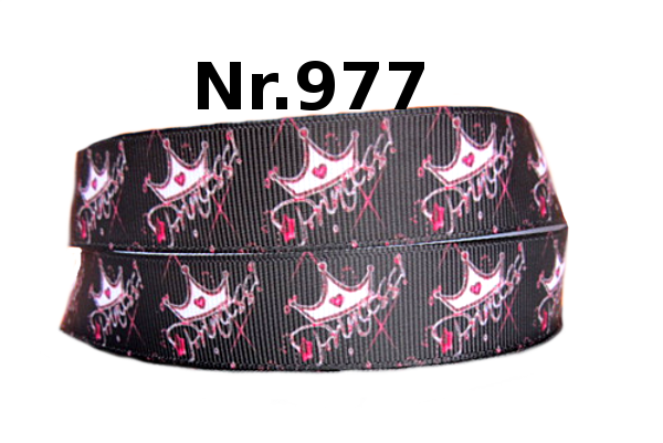 Princess Crown Ripsband – Glitzernde Kronen & Schriftzug (Schwarz)