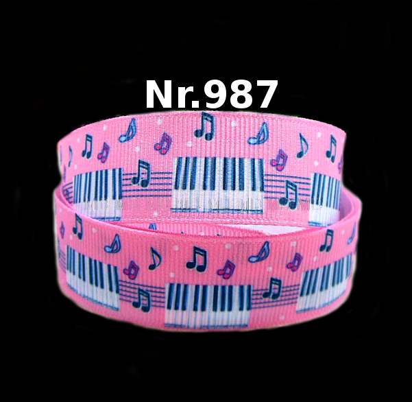 Ripsband "Piano & Musik" Klaviertasten – Pink