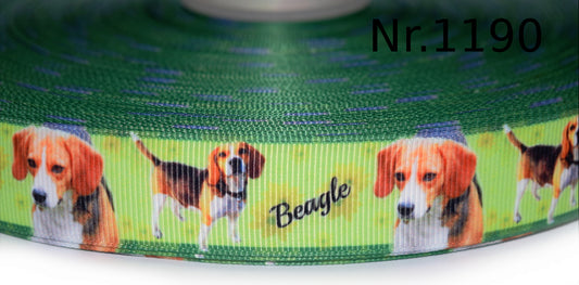 Exklusives  Beagle -Band mit Blumen – 22mm