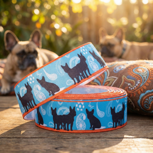 Exklusives  Französische Bulldogge Paisley -Band – 22mm