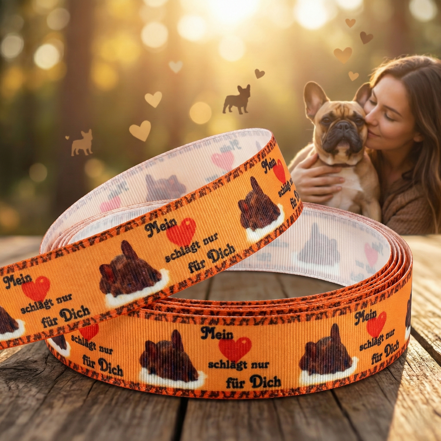 Exclusive "My Heart Beats Only for You" bracelet with French Bulldog – 22mm