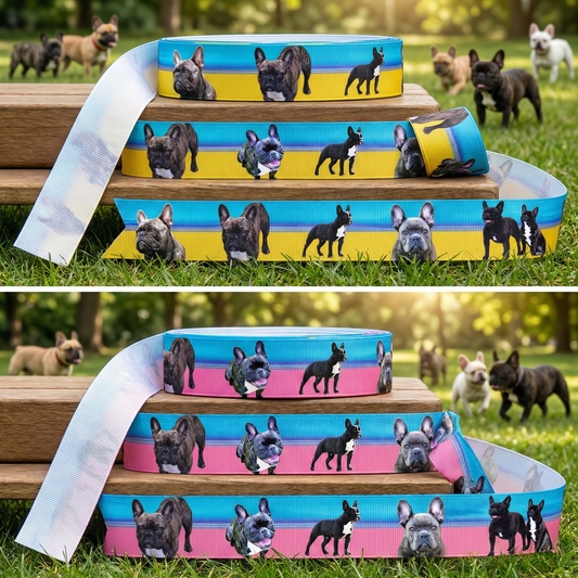 Exclusive French Bulldog strap with sky design – 22mm (Yellow)