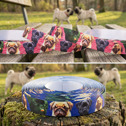 Exklusives  Mops - Band mit Tigerstreifen – 22mm (Blau)