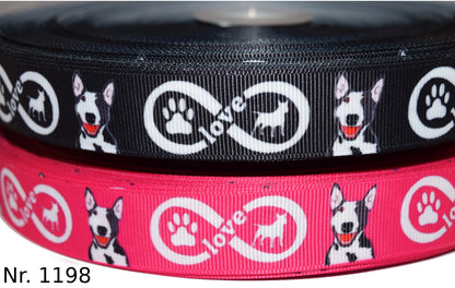 Exklusives  Bullterrier Love -Band mit Unendlichkeitssymbol – 22mm (Pink)