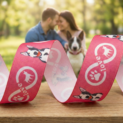 Exklusives  Bullterrier Love -Band mit Unendlichkeitssymbol – 22mm (Pink)