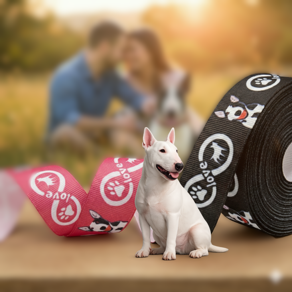 Exklusives  Bullterrier Love -Band mit Unendlichkeitssymbol – 22mm (Pink)