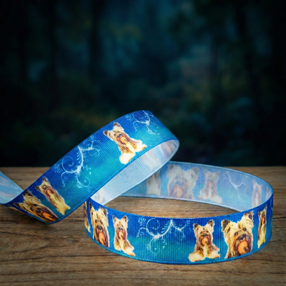 Exklusives  Yorkshire Terrier -Band mit Ornamenten – 22mm