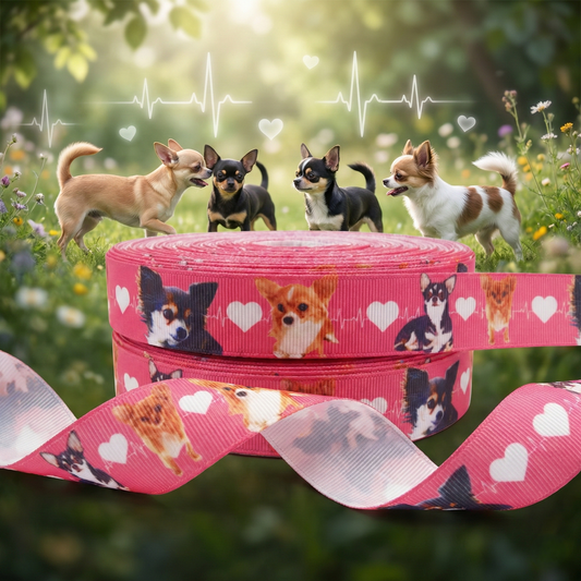 Exklusives  Chihuahua Lebenslinie -Band mit Herz – 22mm