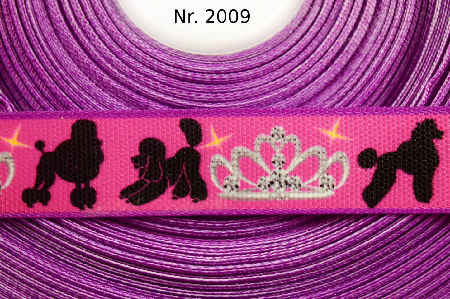 Exklusives  Pudel - Prinzessin - Band mit Diadem – 22mm