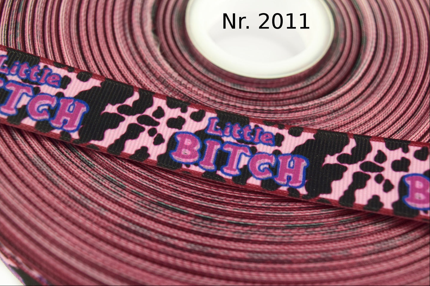 Exklusives  Little Bitch -Leopardenmuster-Band – 22mm - Rosa