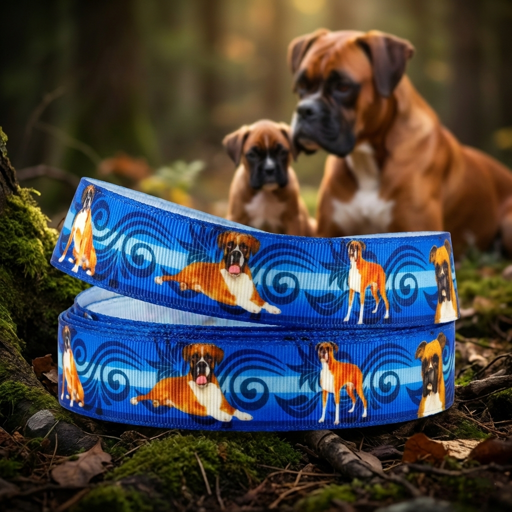 Exklusives  Deutscher Boxer -Band mit Blauen Ornamenten – 22mm