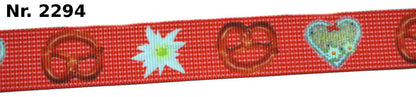 Exklusives  Oktoberfest - Band mit Brezeln, Lebkuchenherzen & Edelweiß – 22mm