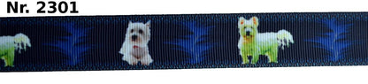Exklusives  West Highland Terrier - Band mit Blau - Schwarzem Farbverlauf – 22mm