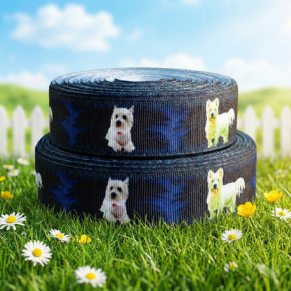 Exklusives  West Highland Terrier - Band mit Blau - Schwarzem Farbverlauf – 22mm