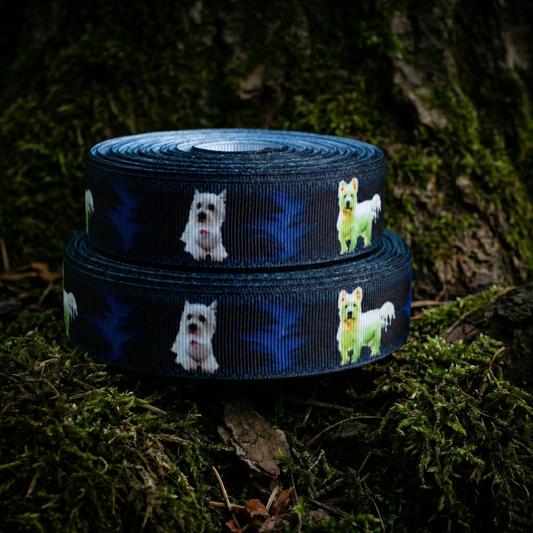 Exklusives  West Highland Terrier - Band mit Blau - Schwarzem Farbverlauf – 22mm