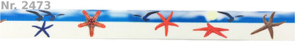 Exklusives  Strand & Meer - Band mit Seesternen und Möwen – 22mm