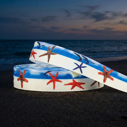 Exklusives  Strand & Meer - Band mit Seesternen und Möwen – 22mm