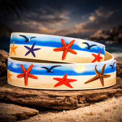 Exklusives  Strand & Meer - Band mit Seesternen und Möwen – 22mm