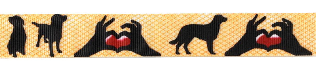 Exklusives  Labrador Liebe - Band mit Herz - Silhouetten & Gittermuster – 22mm