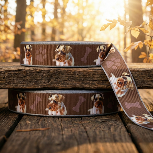 Exklusives  Schnauzer - Band mit Knochen & Pfoten  –  22mm