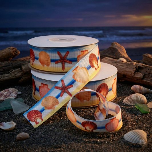 Exklusives  Strandzauber - Band mit Muscheln und Seesternen – 22mm