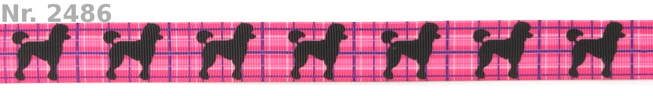 Exklusives  Pudel Chic auf Pinkem Karo - Band – 22mm