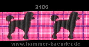 Exklusives  Pudel Chic auf Pinkem Karo - Band – 22mm