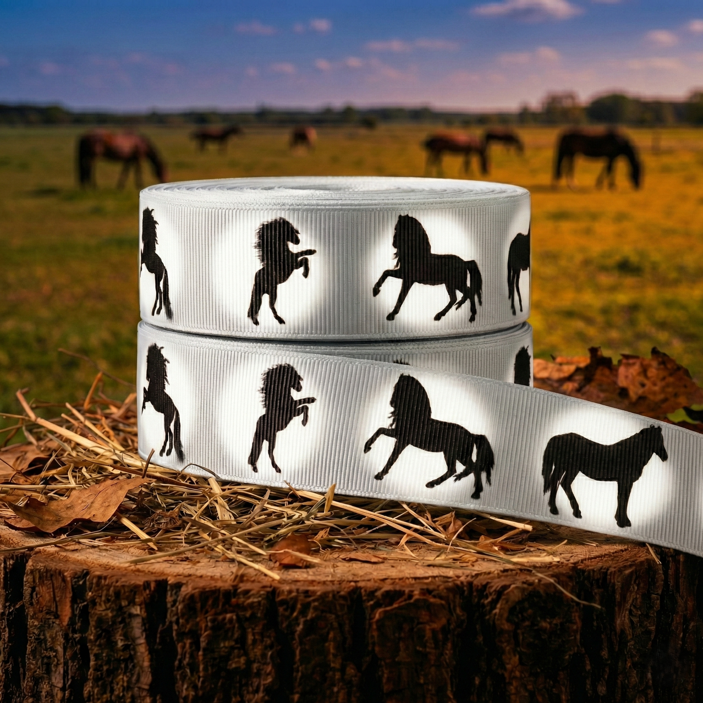 Exklusives  Pferde - Silhouetten - Band – 25mm