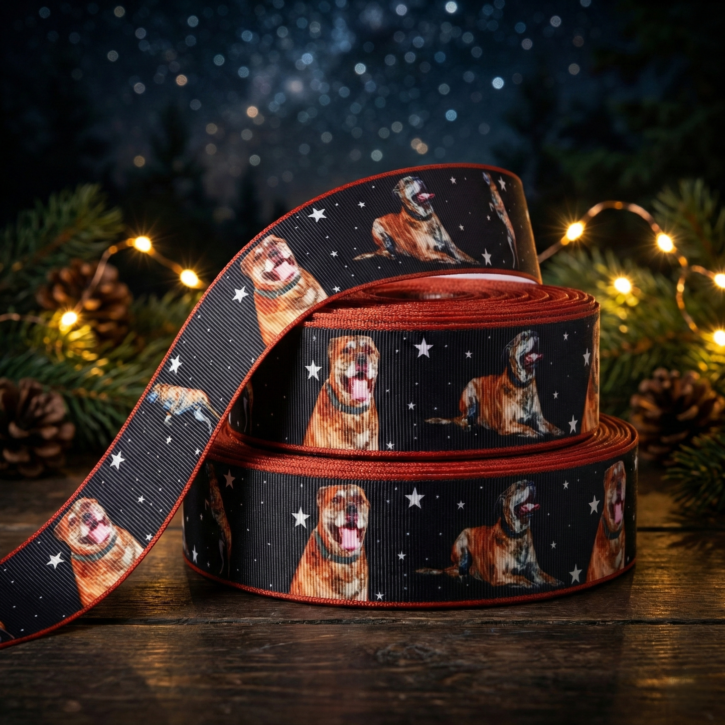 Exklusives  Pitbull mit Sternenhimmel - Band – 25mm