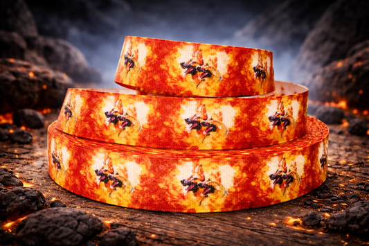 „Fire Shepherd – Spektakuläres Ripsband mit Schäferhunden & Flammen-Design“ 22 mm